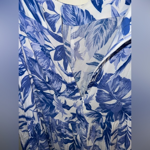 Seven Wonders Kiah Maxi Dress- Blue Floral Tropical cutout Sz XXL 12 - Picture 12 of 16